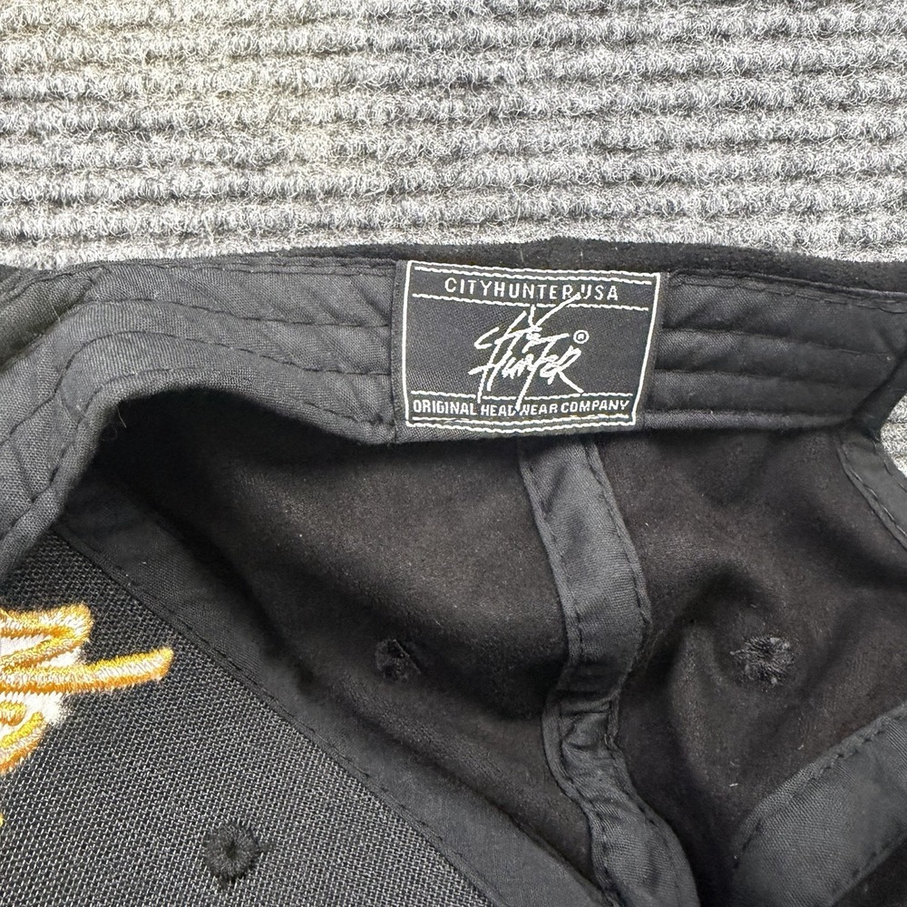 New Pittsburgh Spellout Stitched Black Suede Hat Adjustable Clasp City Hunter - Picture 6 of 6